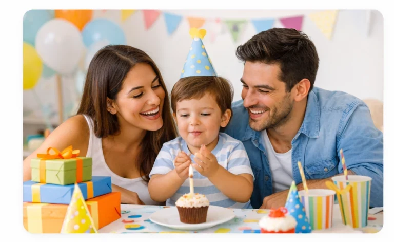 Familia disfrutando un cumpleaños organizado con Liddo